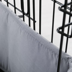 Hombys gray fabric texture shows durable, cozy crate padding