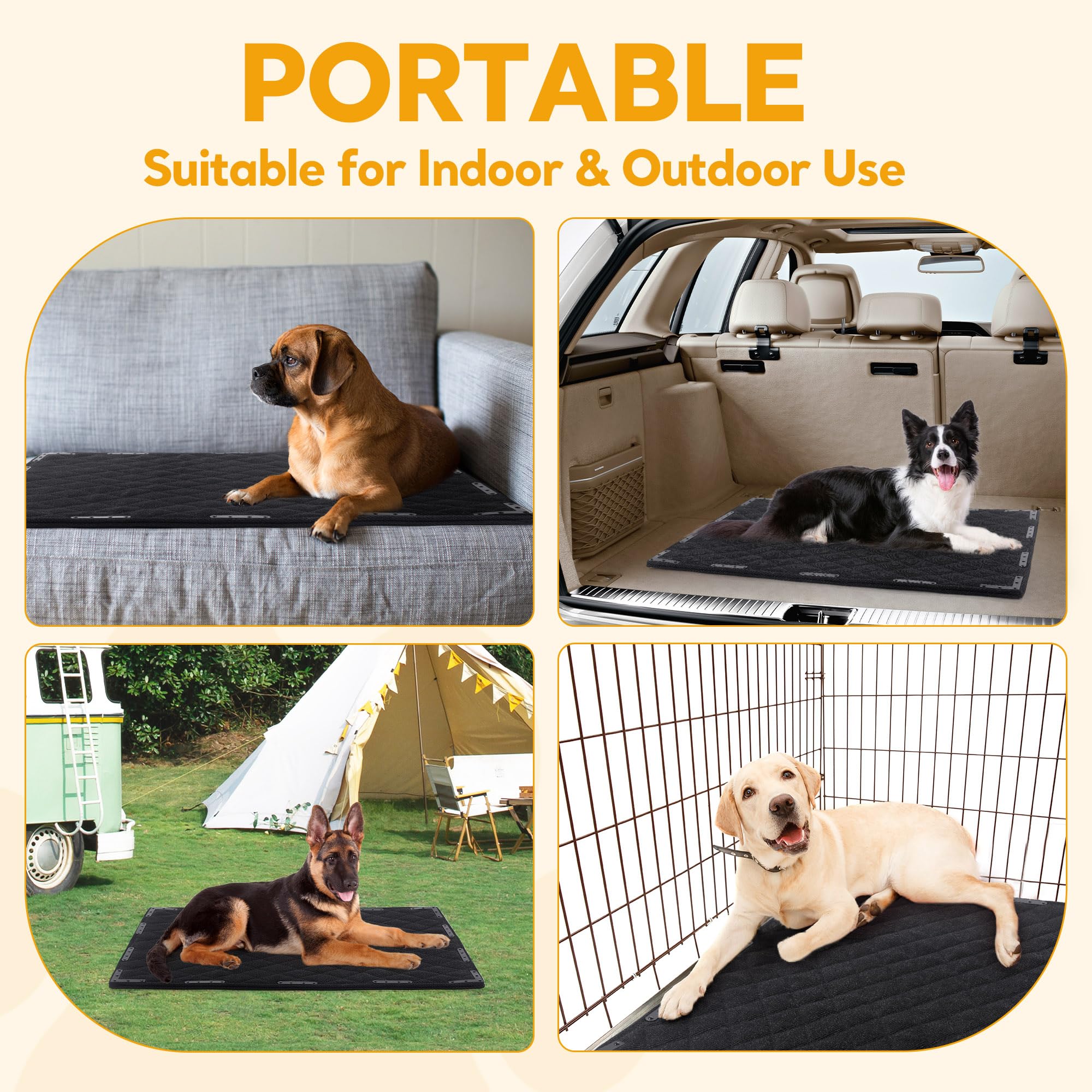 HOMBYS portable, travel-friendly mat folds compactly for car trips or camping.