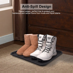 Home-Man pet spill tray containing bowls and mess for easy cleanup.