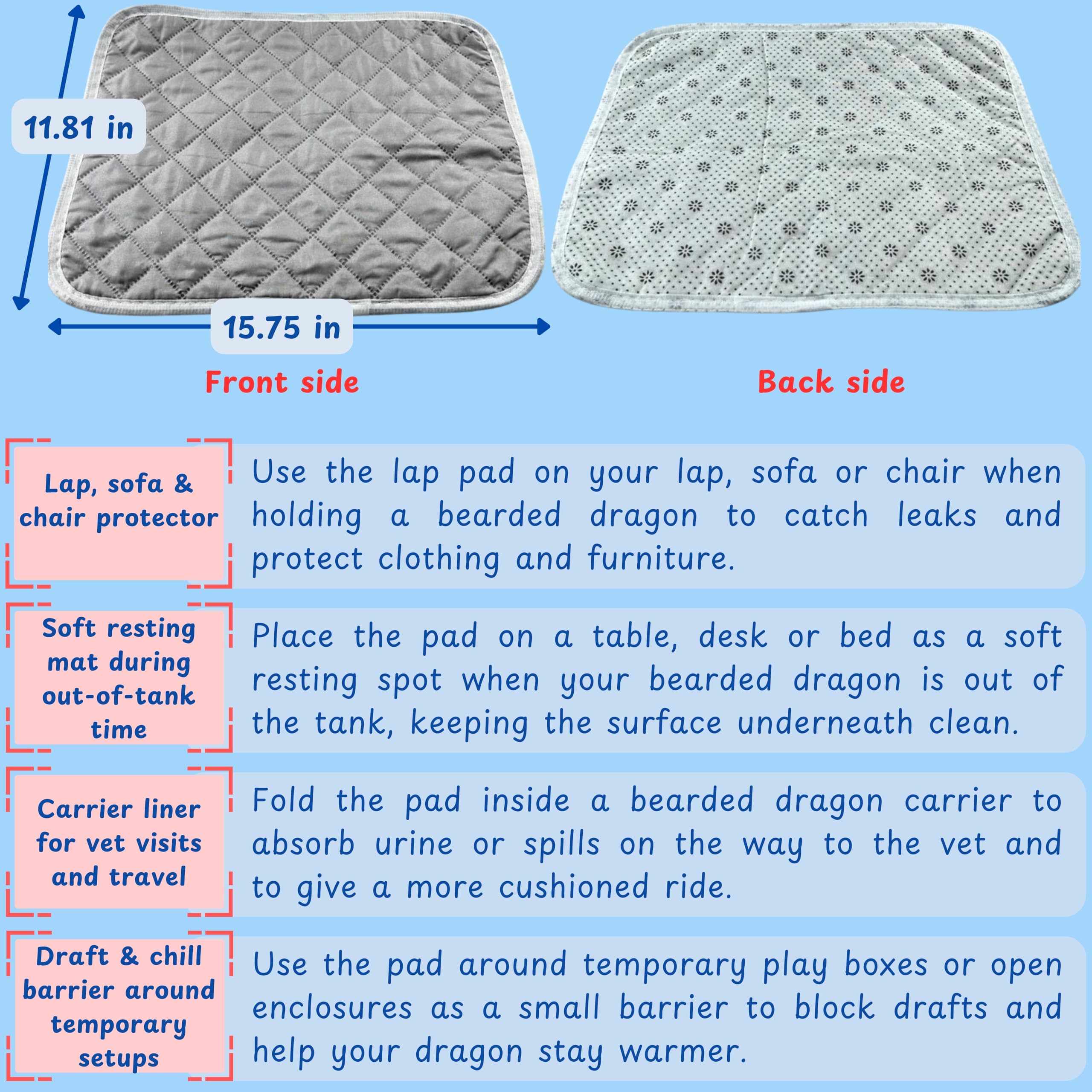 Homedy Crafts bearded dragon diaper tail-hole design reduces rubbing during handling