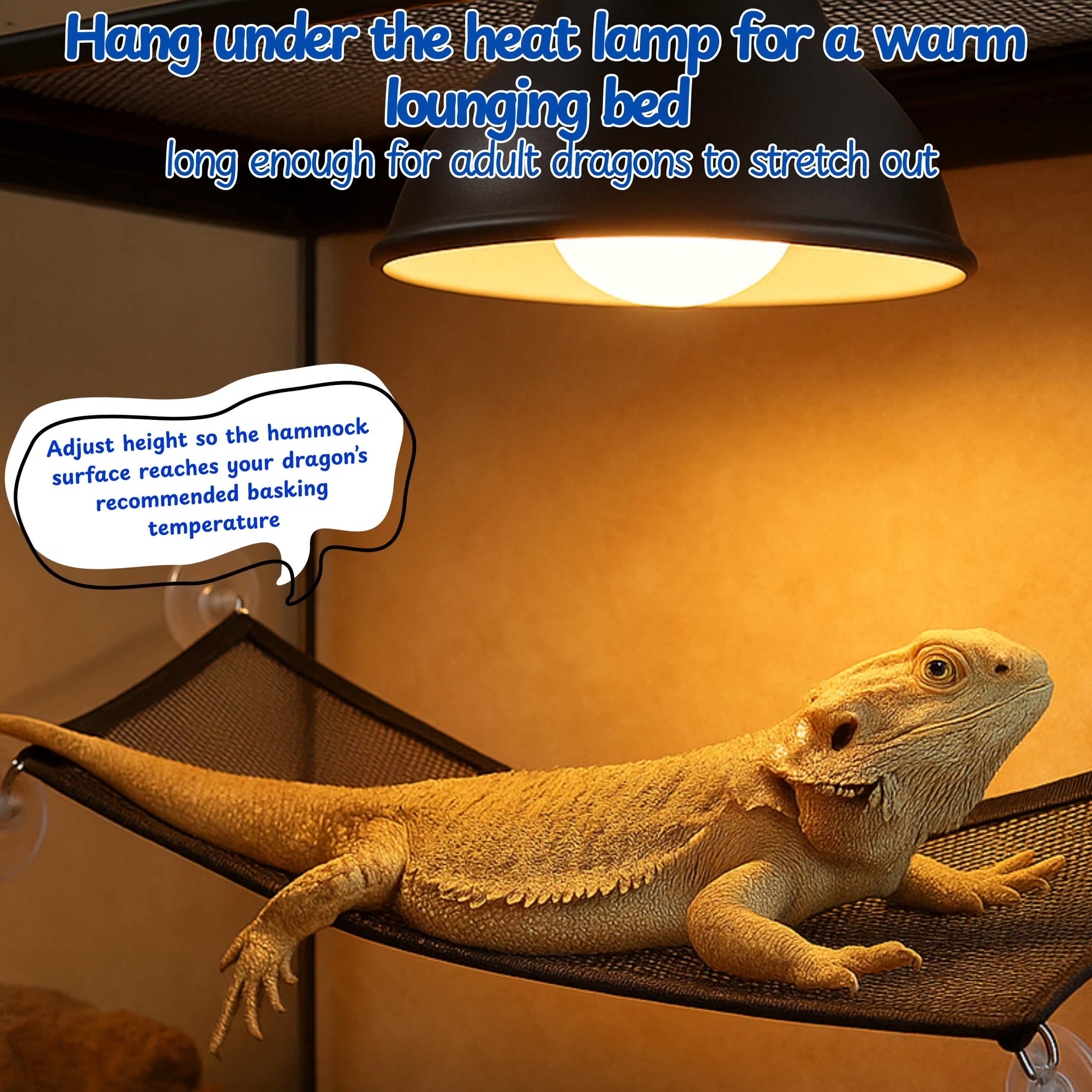 Homedy Crafts Bearded Dragon Hammock complete setup supports safe climbing and lounging.