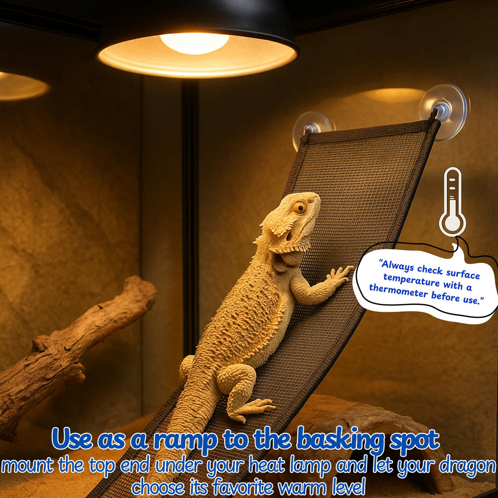 Homedy Crafts Bearded Dragon Hammock secure mounting with cups and ties for stable use.