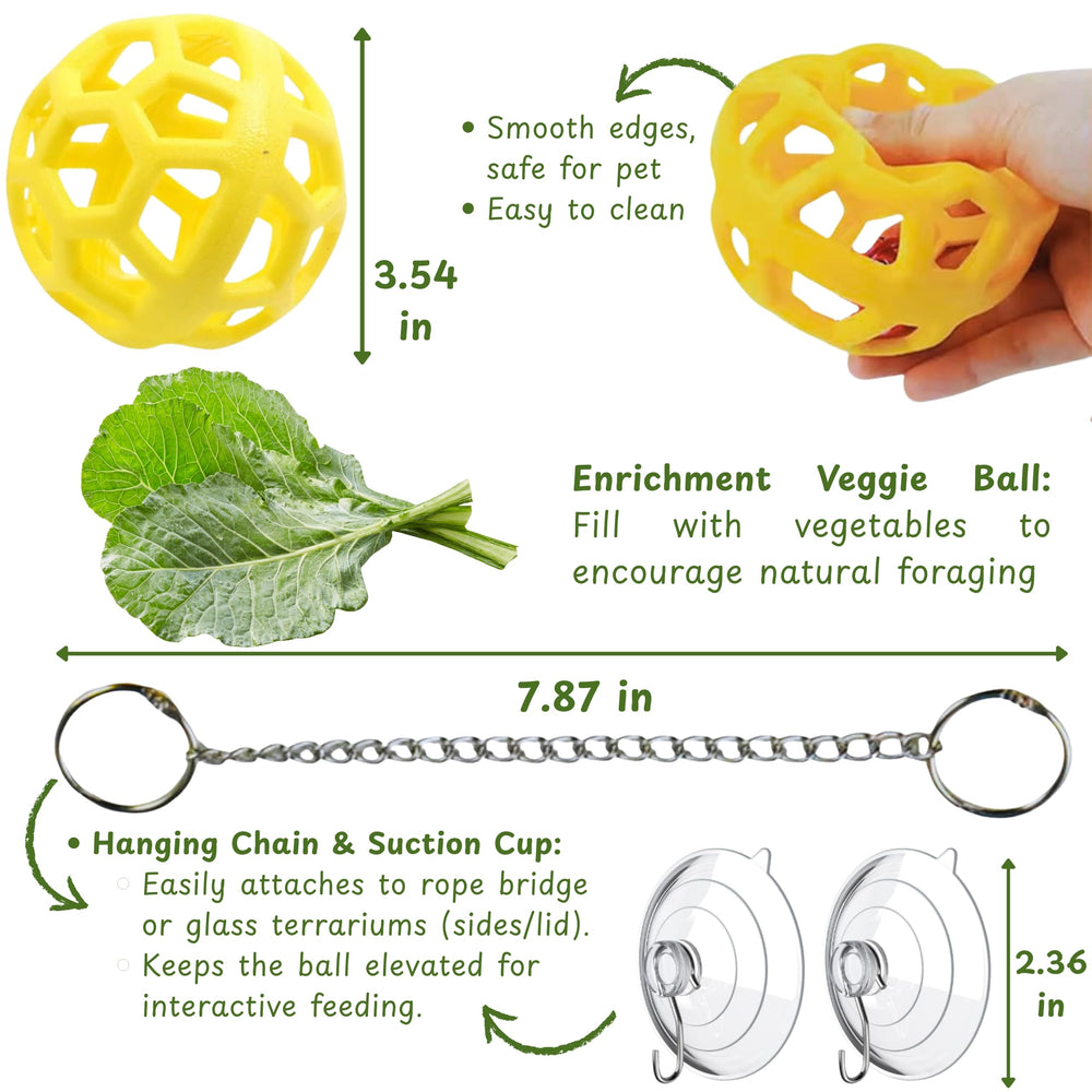 Homedy Crafts veggie feeder ball promotes engaging mealtime and foraging.