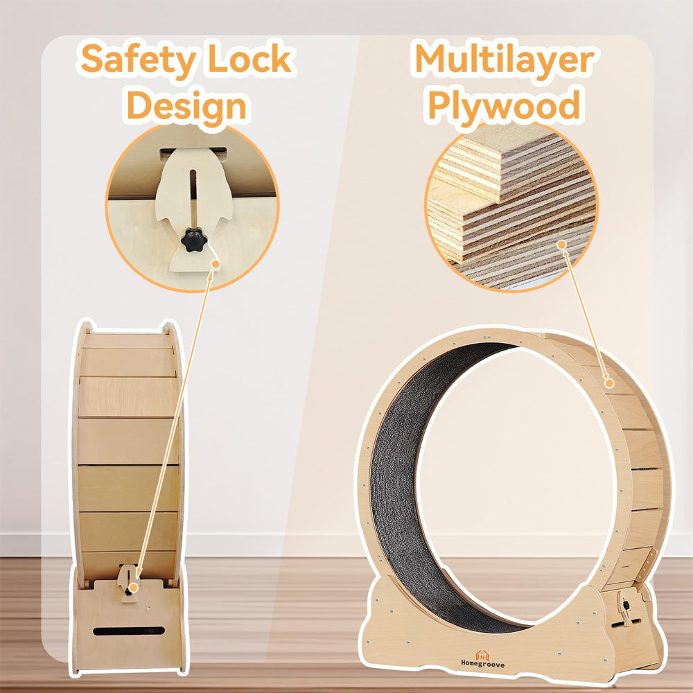 Homegroove Cat Exercise Wheel carpeted runway providing secure traction during play
