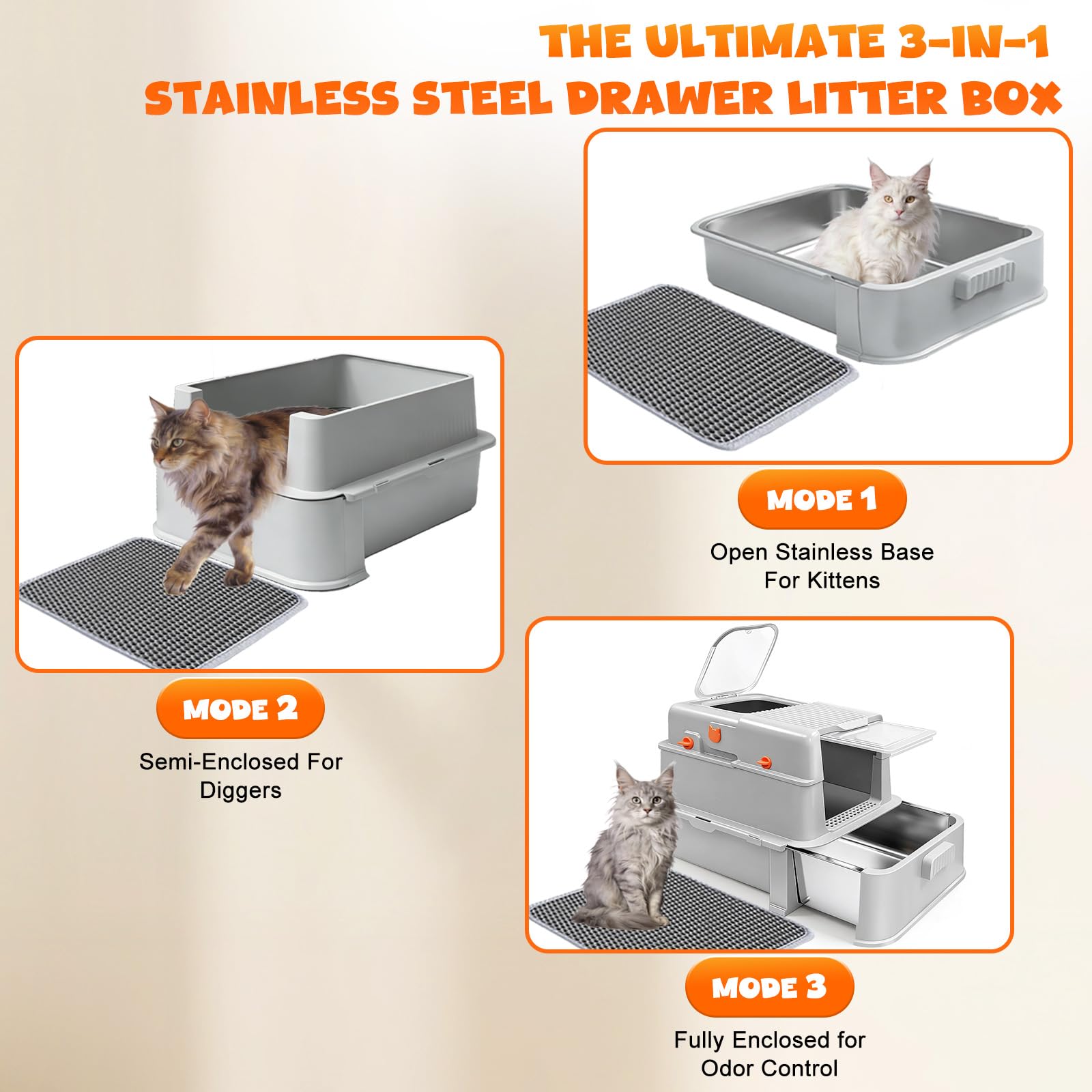 Homegroove hooded litter box with lid for privacy and containment.