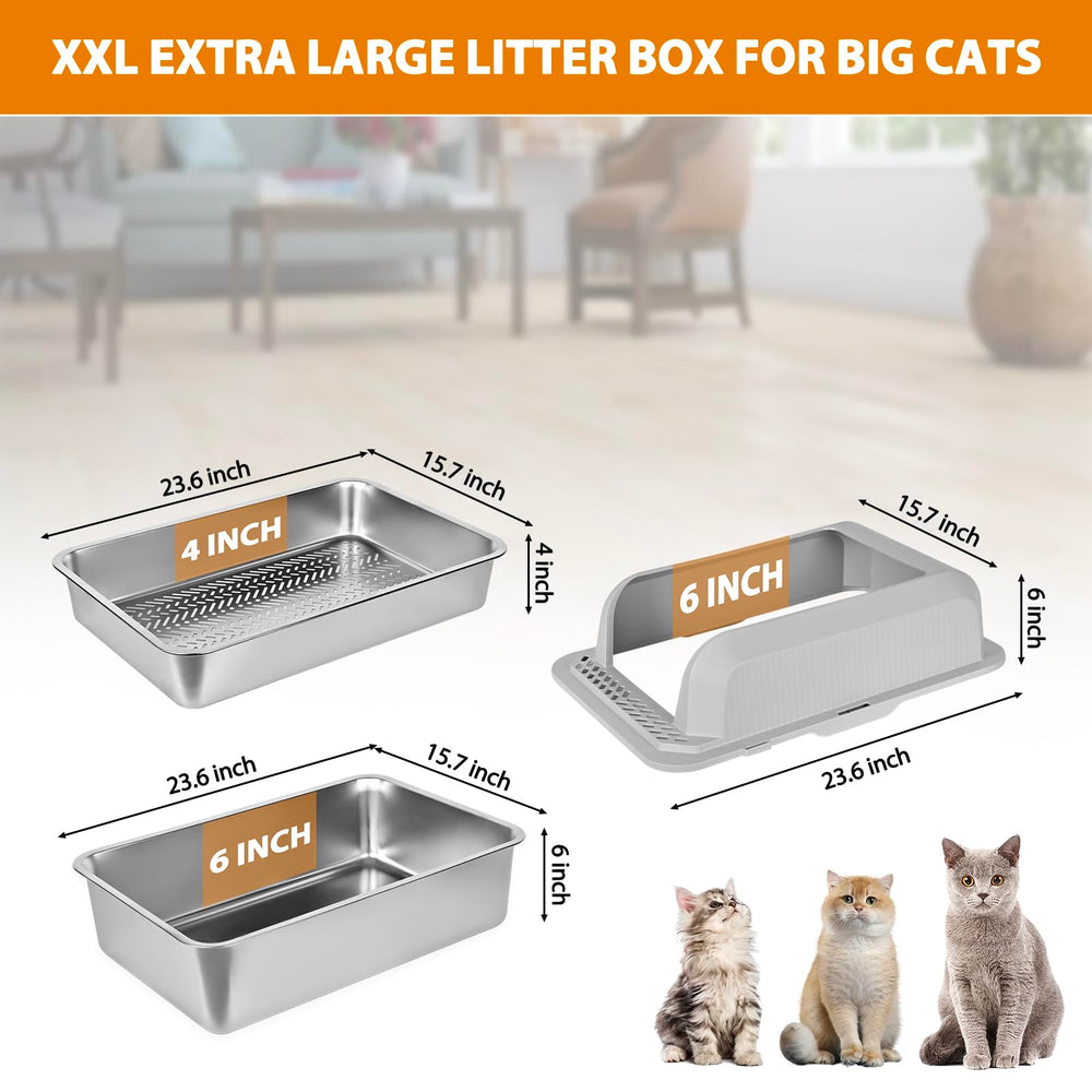 Homegroove XL stainless steel litter box lid provides extra privacy and odor containment.