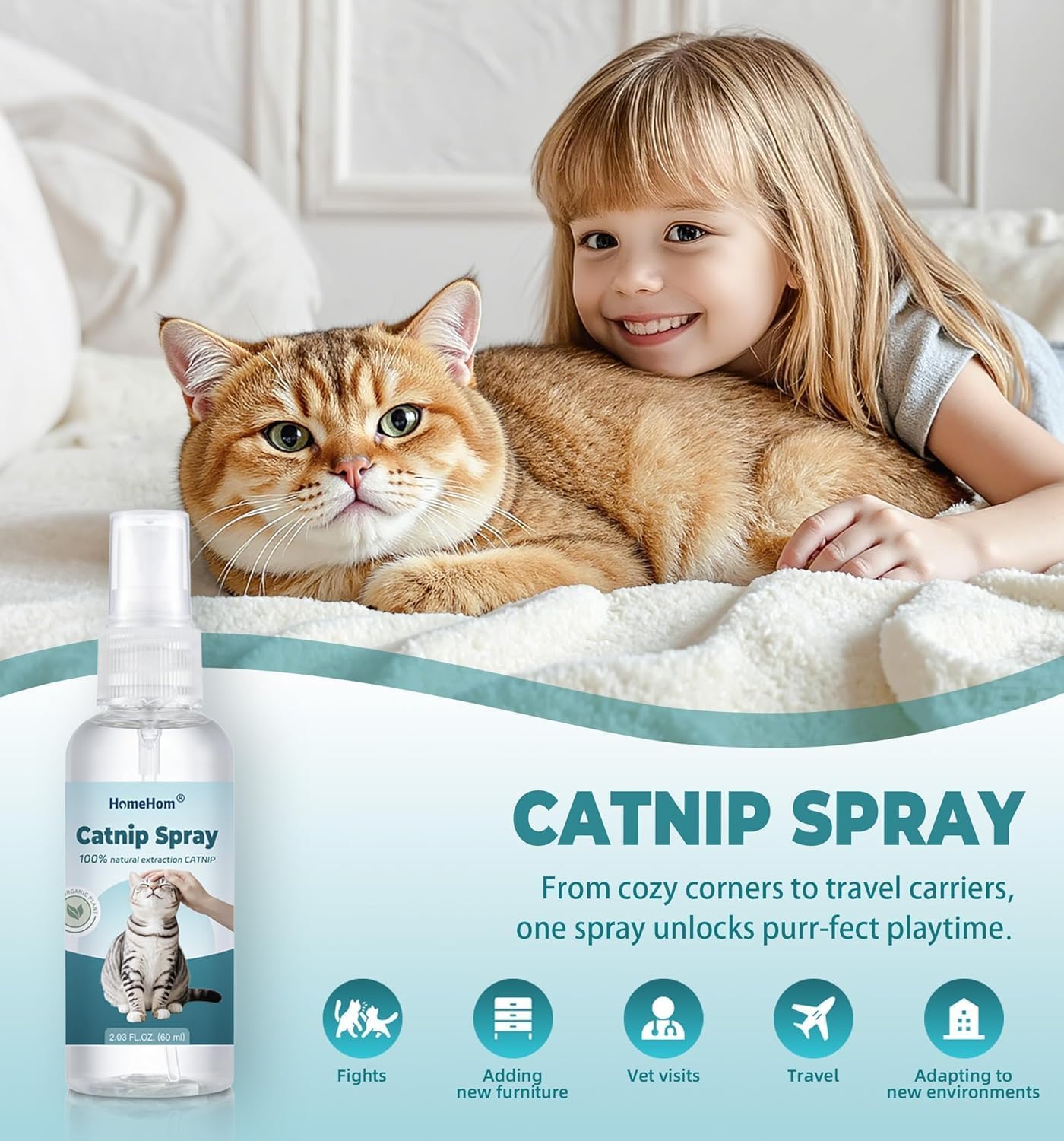 HomeHom Catnip Spray energizing play sparks zoomies and curiosity