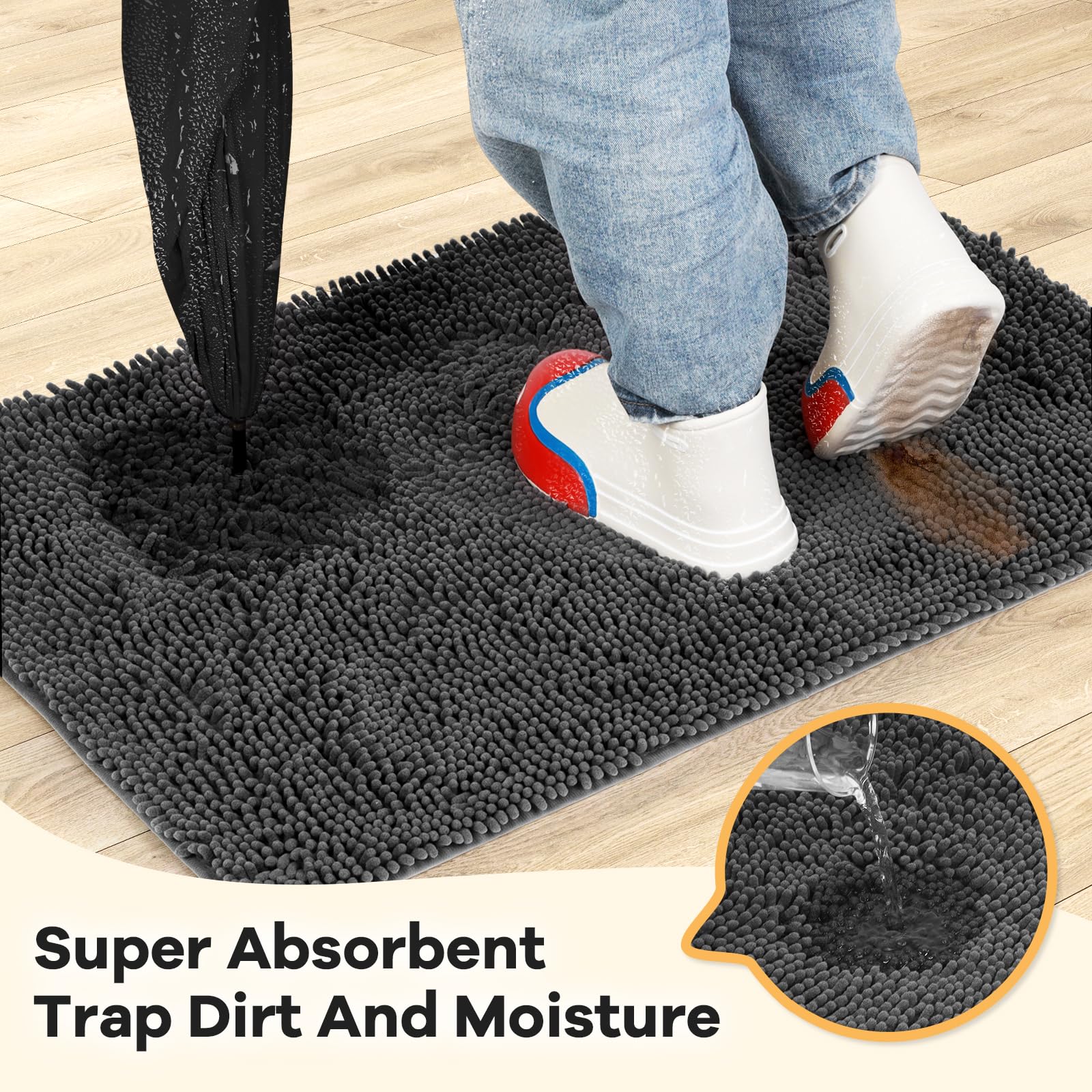 HOMEK chenille entry rug with plush surface for cozy paw rests