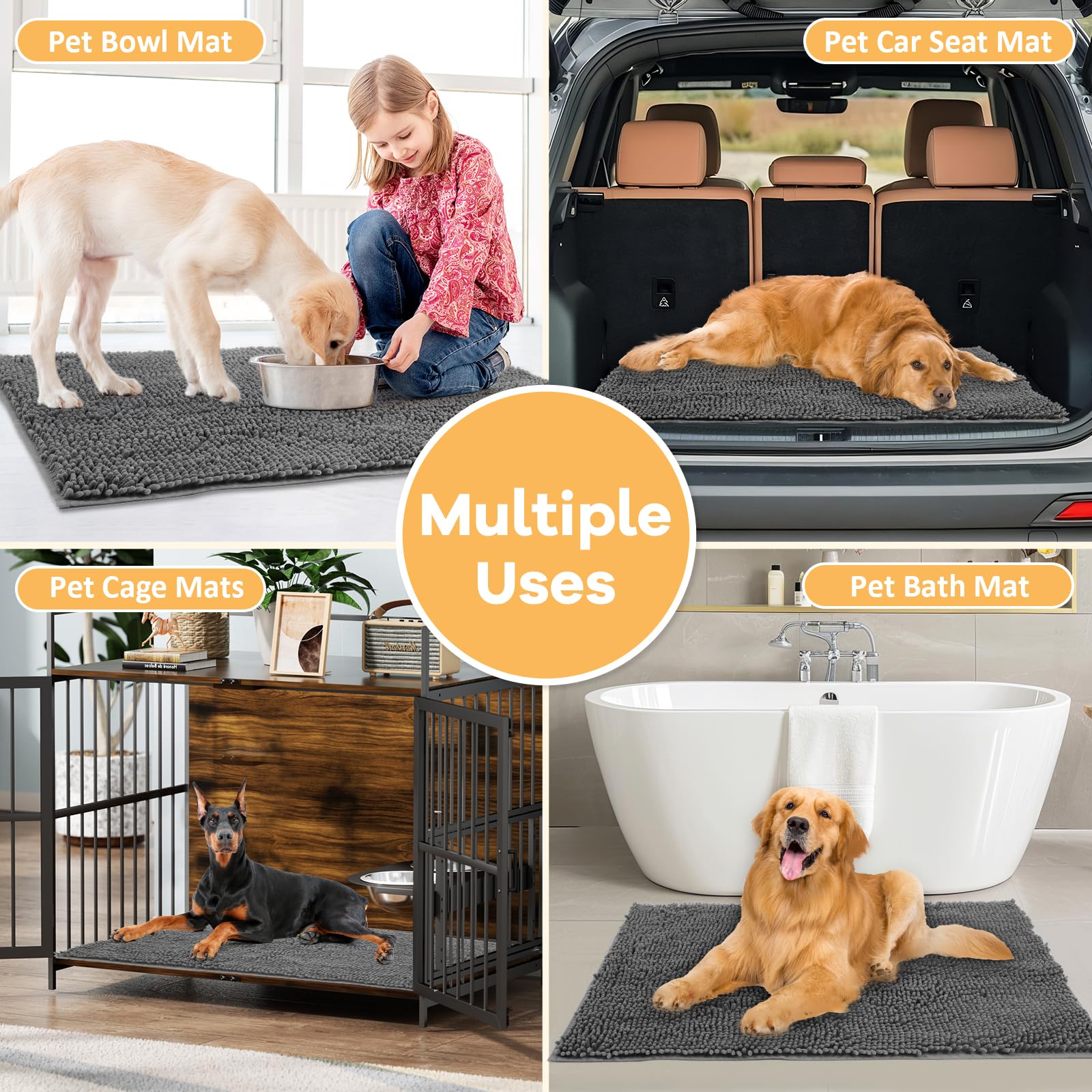 HOMEK machine-washable dog mat for easy cleaning after baths or muddy days.