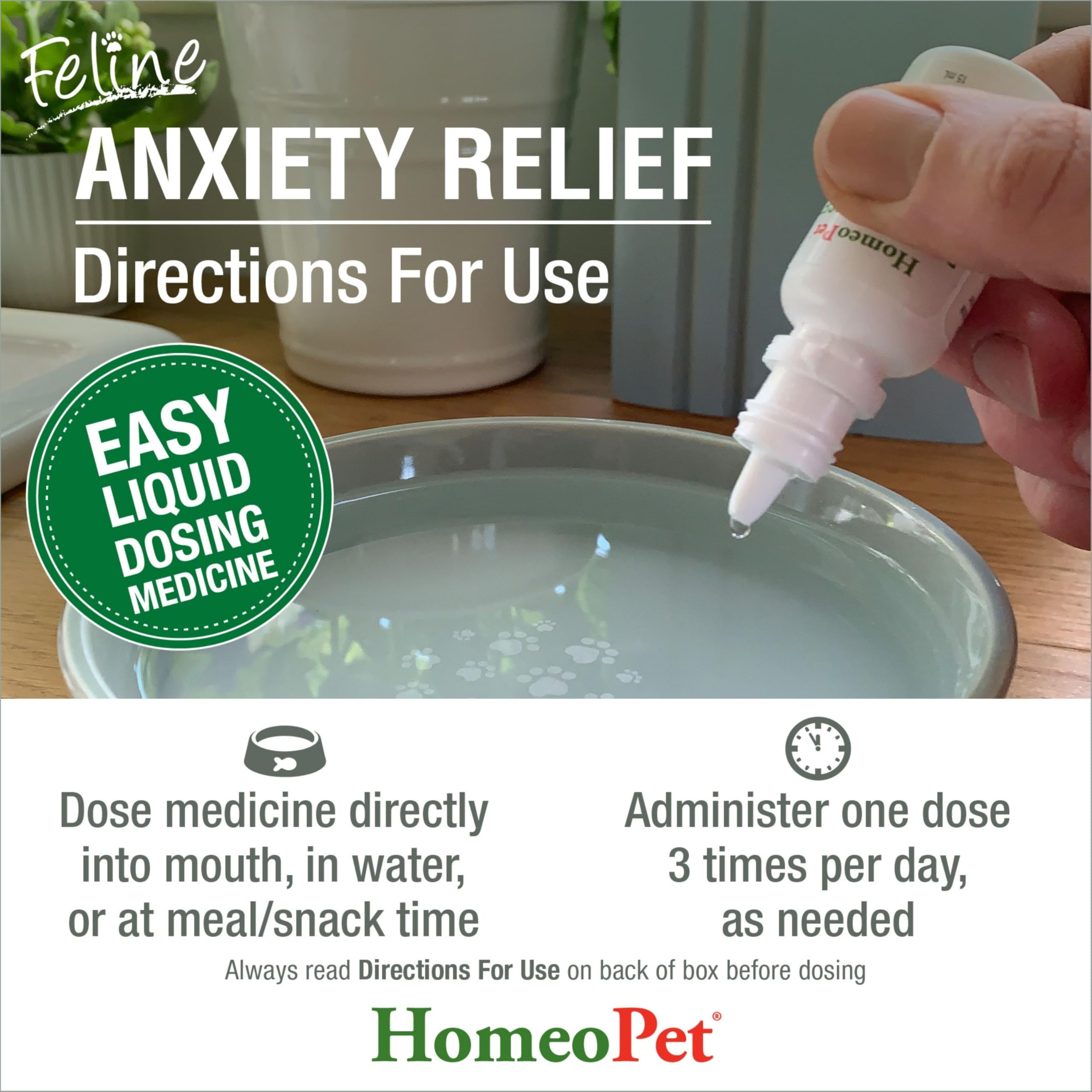 Relaxed cat after using HomeoPet drops showing calm potential.