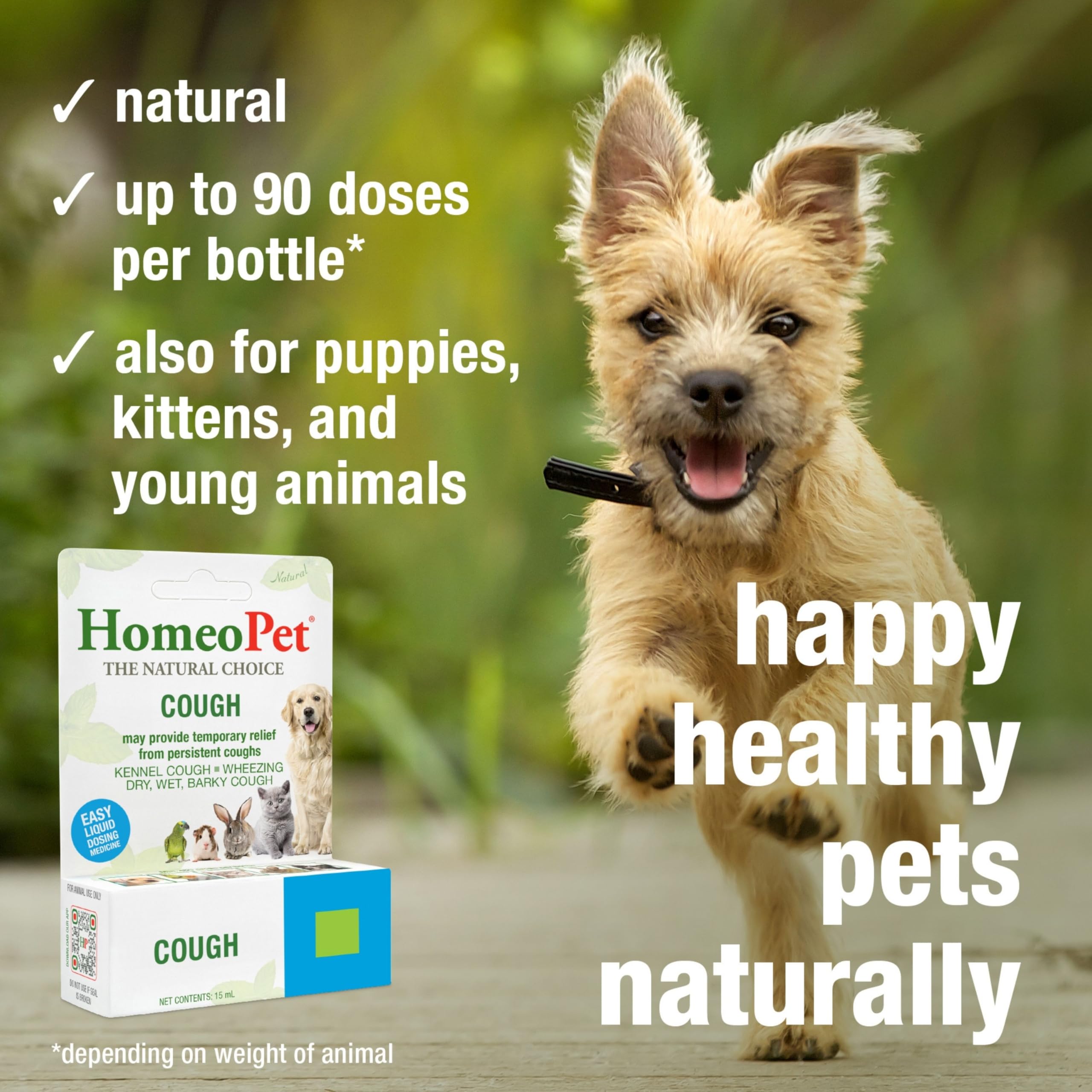 HomeoPet Cough add to water offers convenient mixed dosing for daily care.