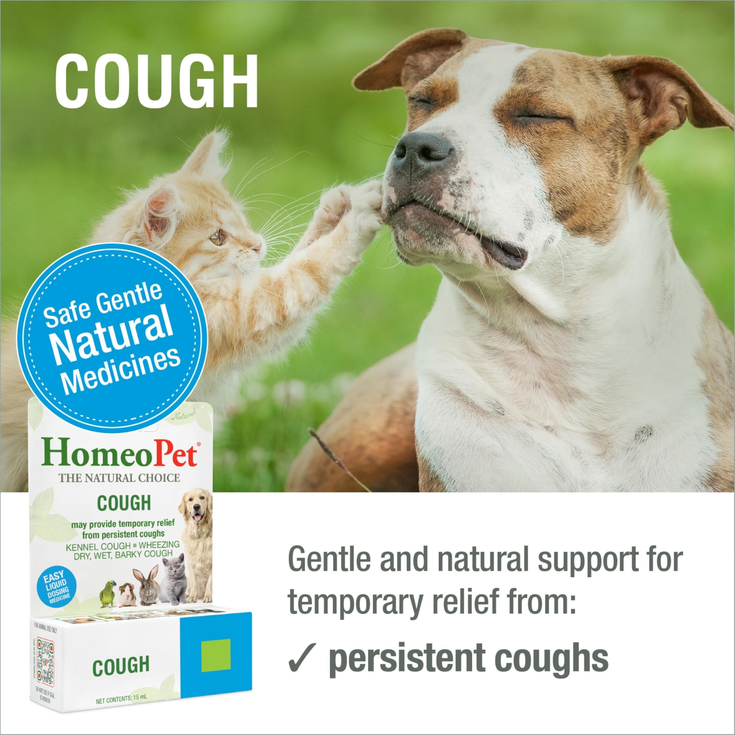 HomeoPet Cough dosing drops enable precise administration to support relief.