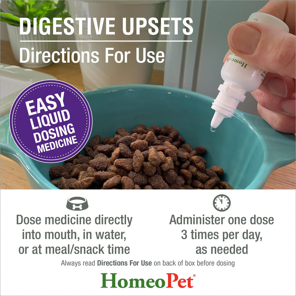Cat dose of HomeoPet Digestive Upsets supports gentle dosing