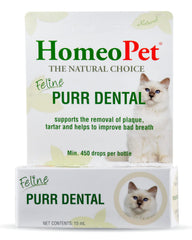 HomeoPet Feline Purr Dental bottle for natural cat dental care and easy dosing