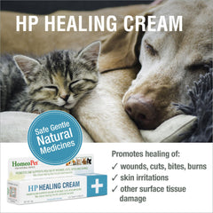 Applying HomeoPet HP Healing Cream to a minor wound for gentle relief.