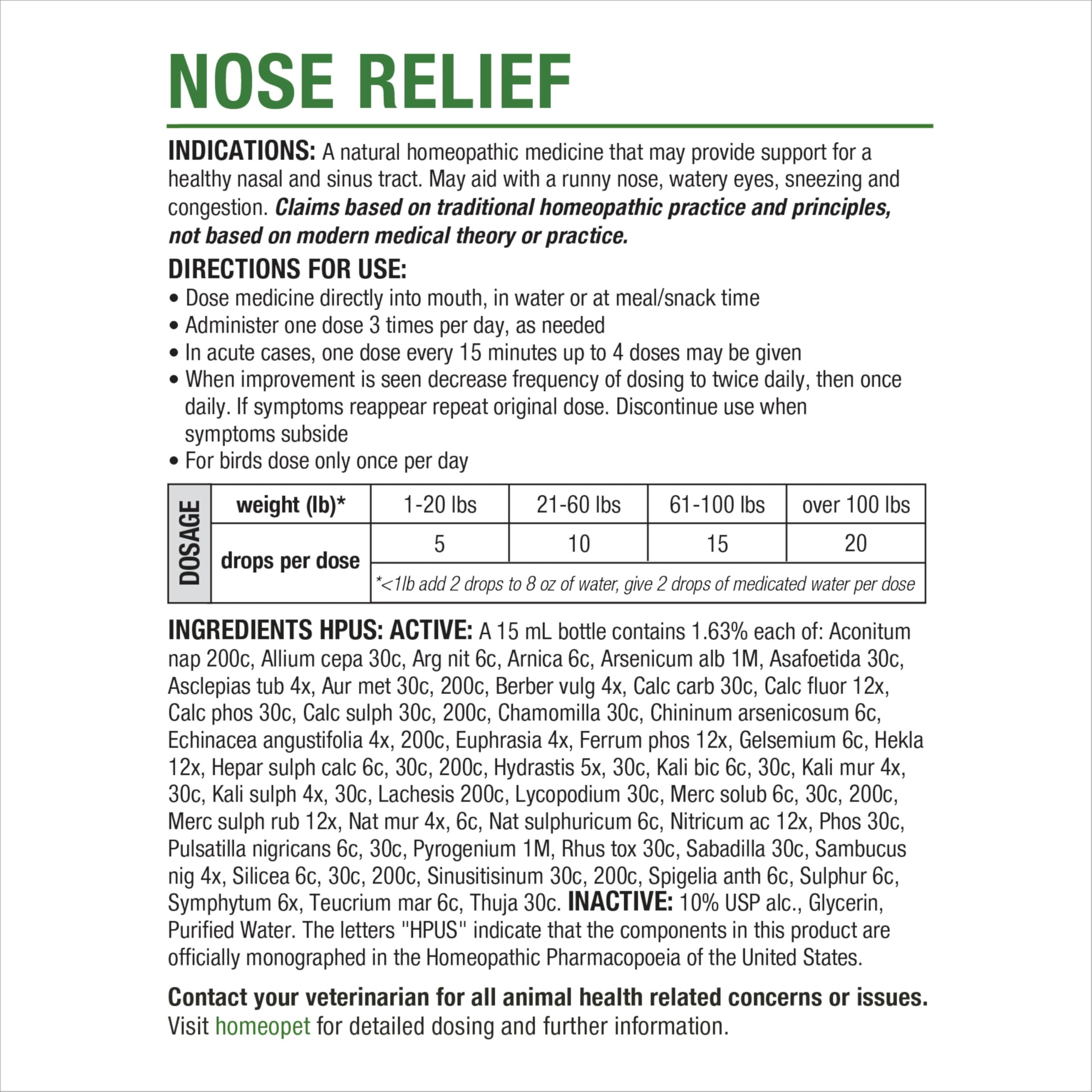 HomeoPet Nose Relief mealtime dose supports flexible feeding routines