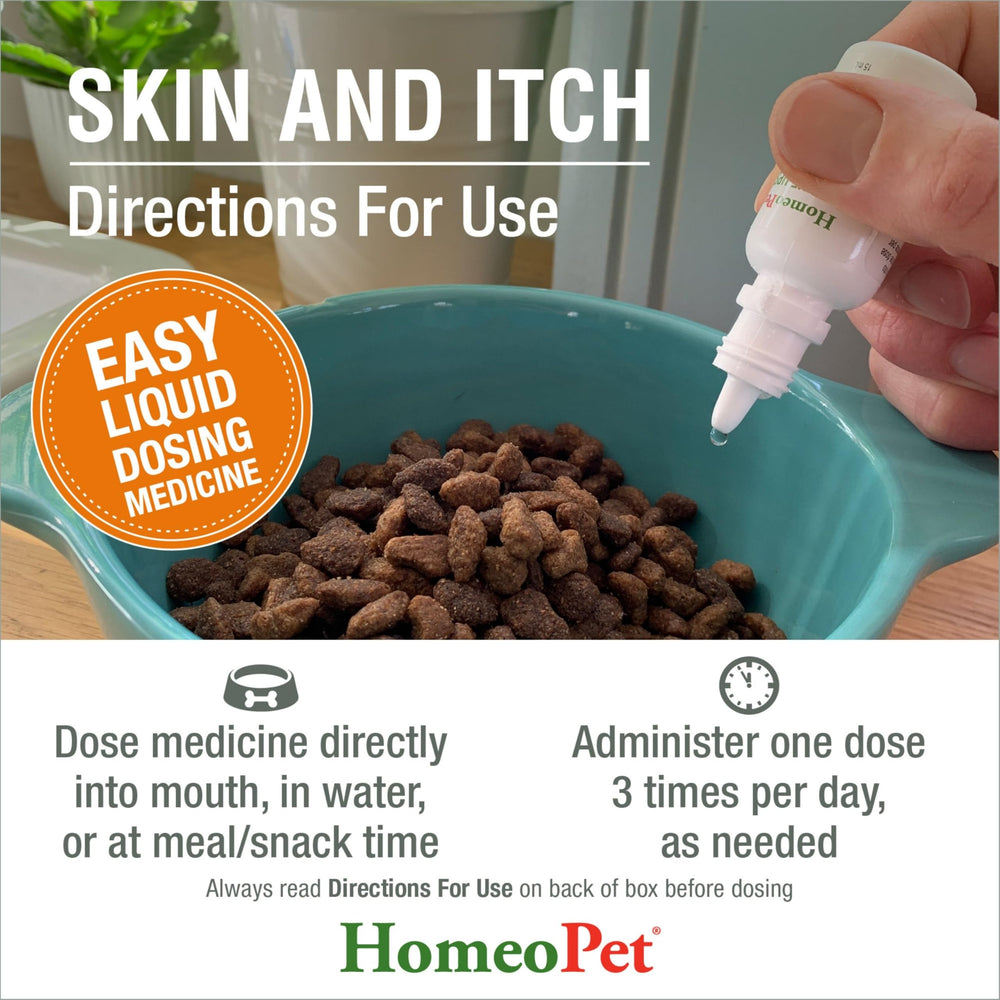 HomeoPet Skin and Itch coat shine visual suggests healthier fur.