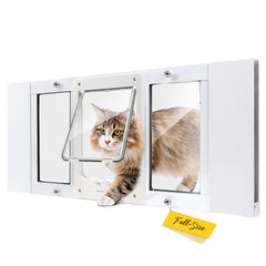Homepedia full-size window door with aluminum frame enabling easy cat access through sliding windows.