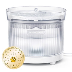 HomeRunPet cat water fountain pump shown with whisper-quiet operation for steady hydration.
