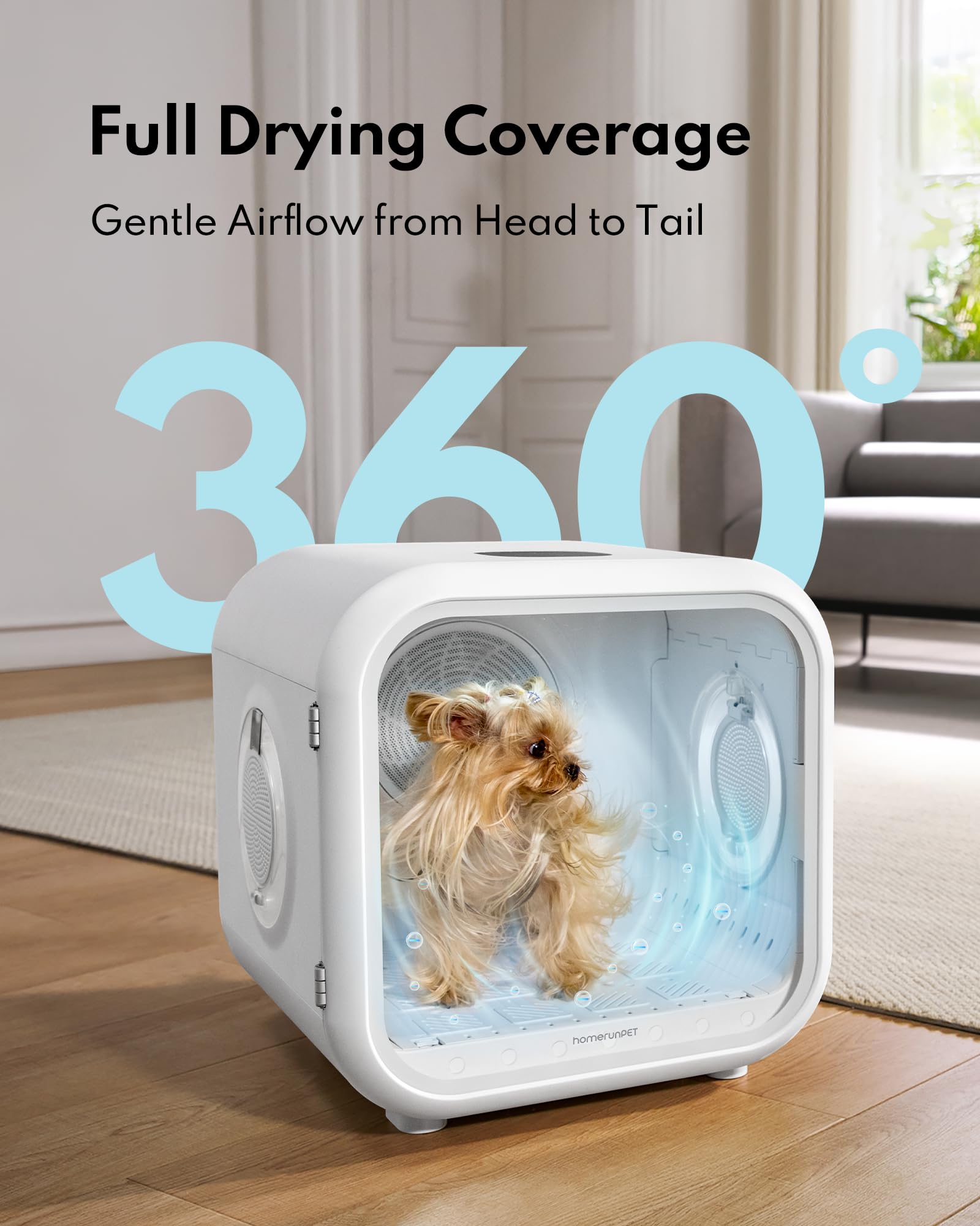 HomeRunPet Drybo Plus temperature control enables safe, flexible drying sessions