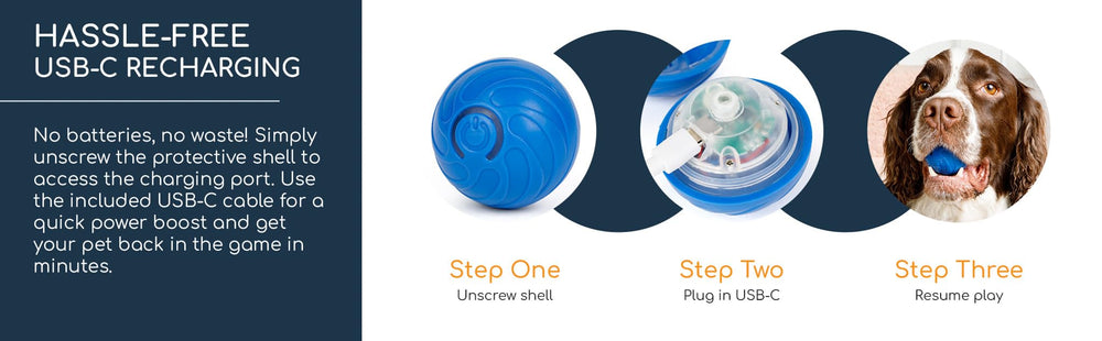 Hometop ZoomieBall sleep mode helps save battery after play.