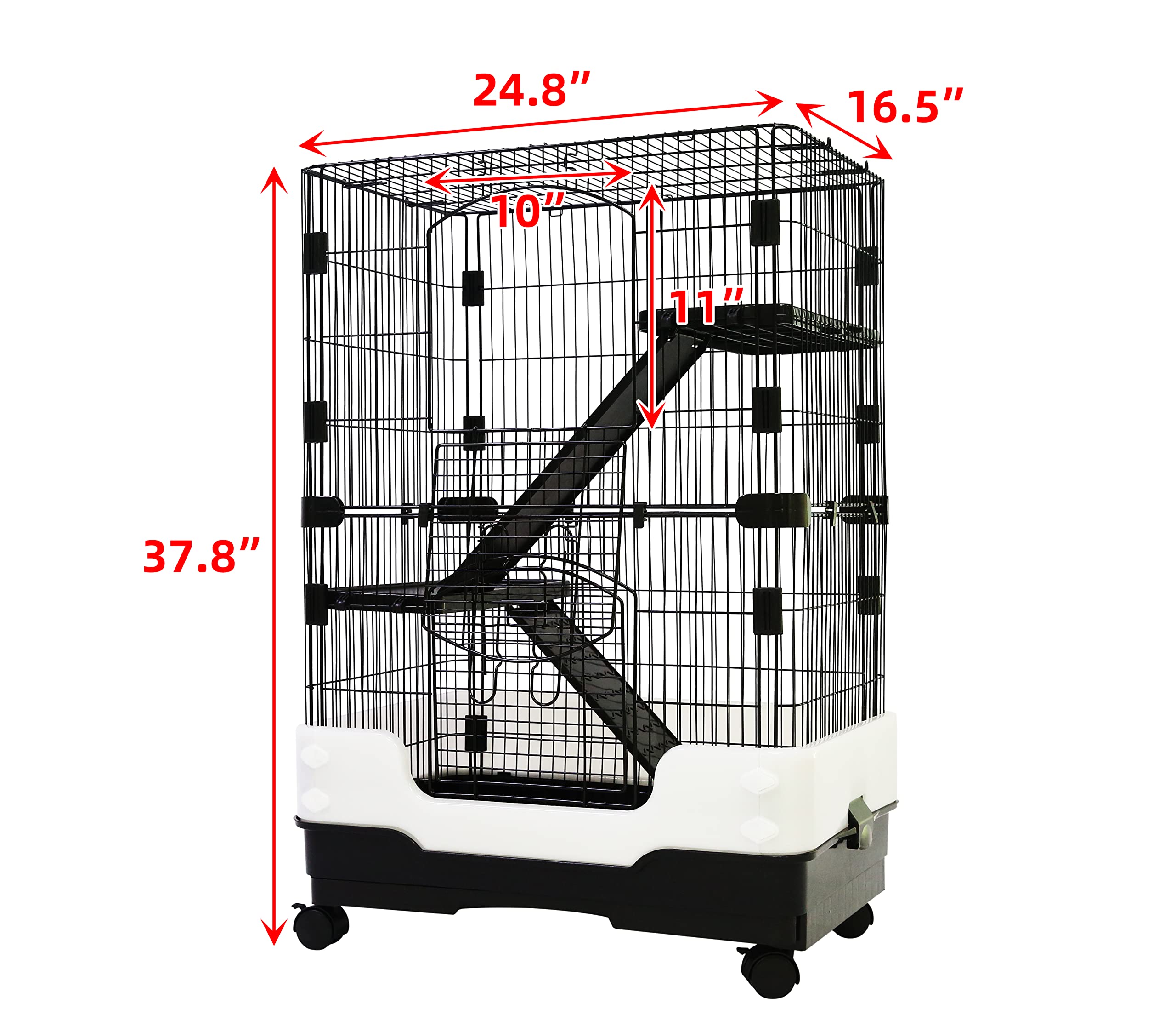 Homey Pet crate dimensions: 25 x 17 x 38 inches for roomy housing.