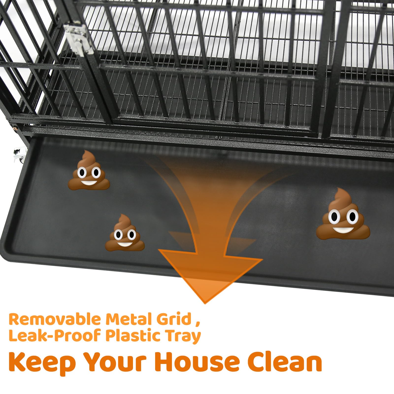 Homey Pet 37-inch crate removable tray for simple cleaning