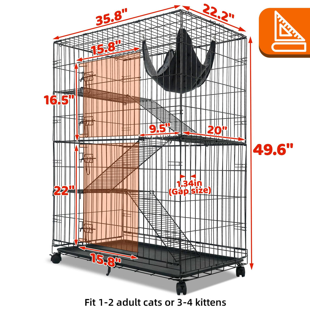 Homey Pet 50-inch cat cage four-tier design for climbing and lounging.