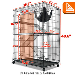 Homey Pet 50-inch cat cage four-tier design for climbing and lounging.