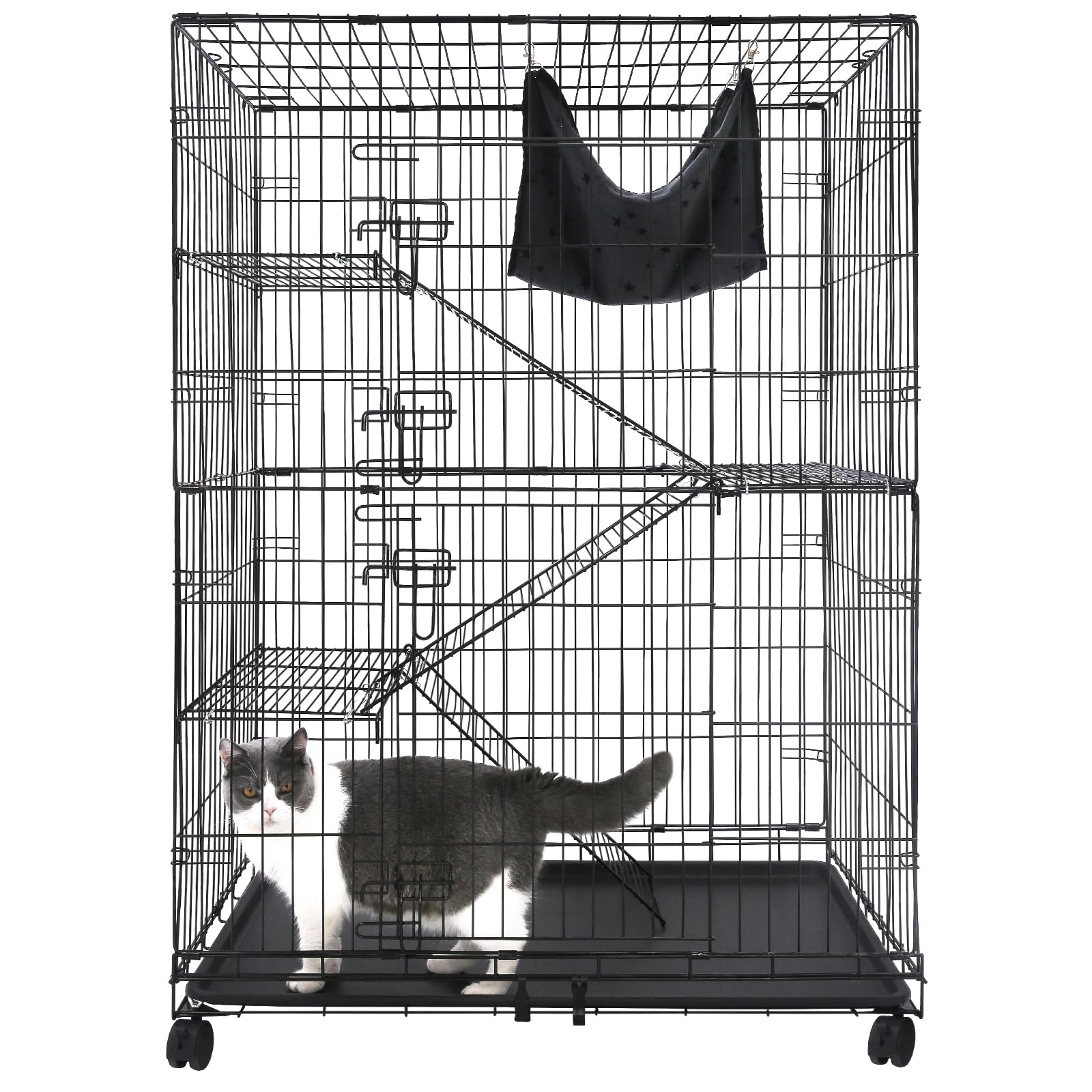 Homey Pet 50-inch cat cage with a spacious multi-cat layout for play.
