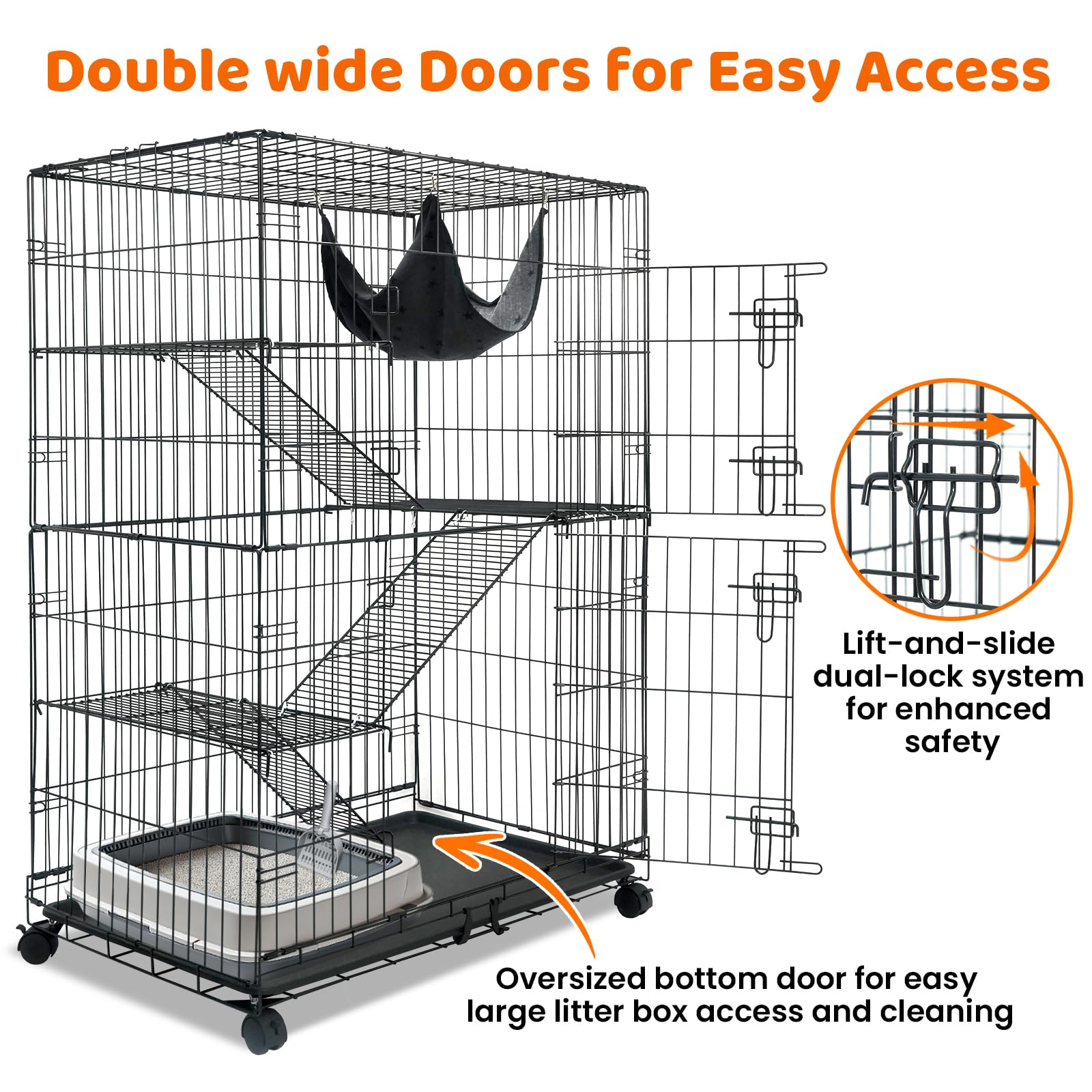 Homey Pet easy-clean front tray simplifies messes and maintenance.