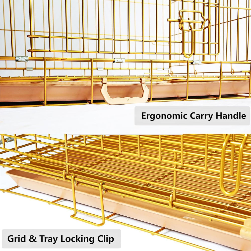 Homey Pet Copper Gold Dog Crate double doors enable easy feeding