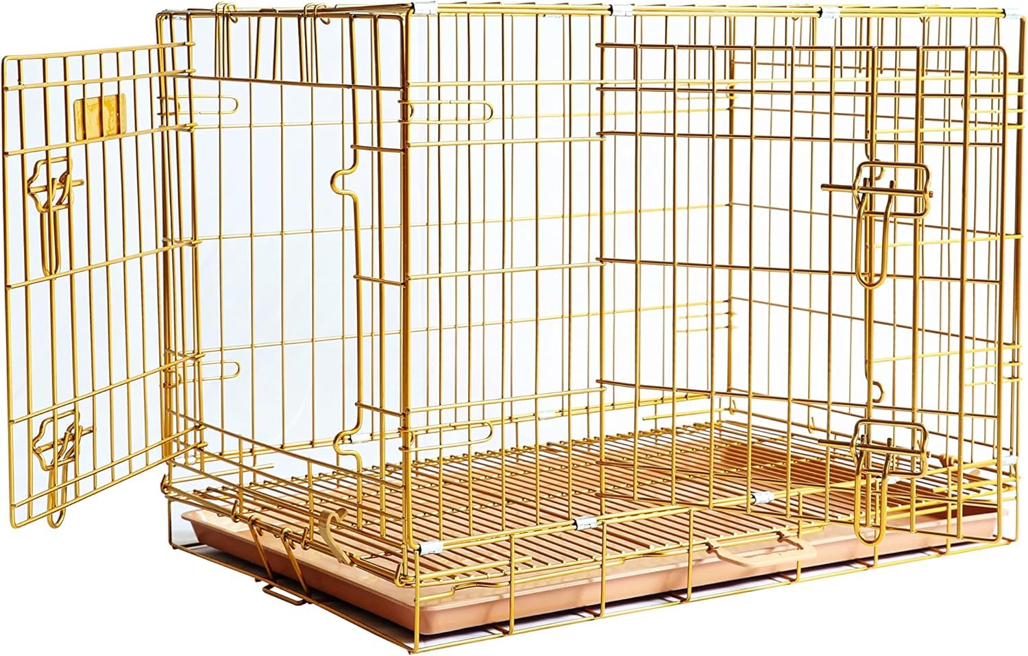 Homey Pet Copper Gold Dog Crate escape-proof latches enhance security
