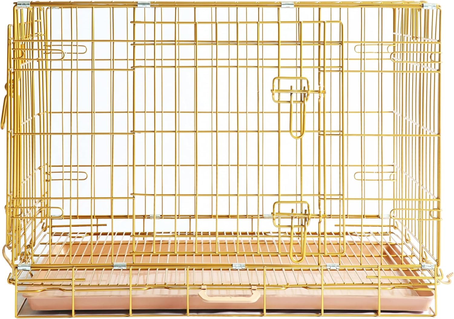 Homey Pet Copper Gold Dog Crate floor grid highlights easy cleaning and tidy space
