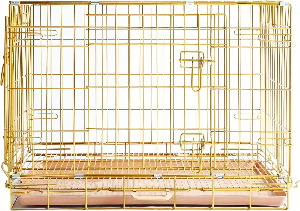 Homey Pet Copper Gold Dog Crate floor grid highlights easy cleaning and tidy space