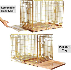 Homey Pet Copper Gold Dog Crate removable tray simplifies post-use cleaning