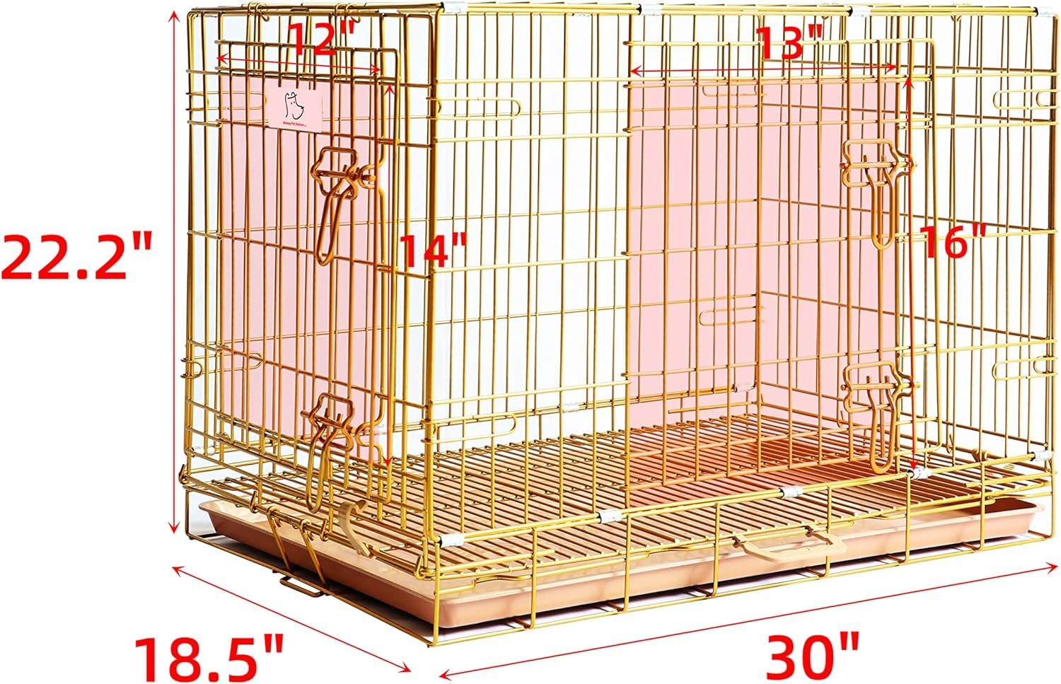 Homey Pet Copper Gold Dog Crate side view shows spacious interior for relaxed lounging