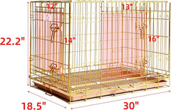 Homey Pet Copper Gold Dog Crate side view shows spacious interior for relaxed lounging