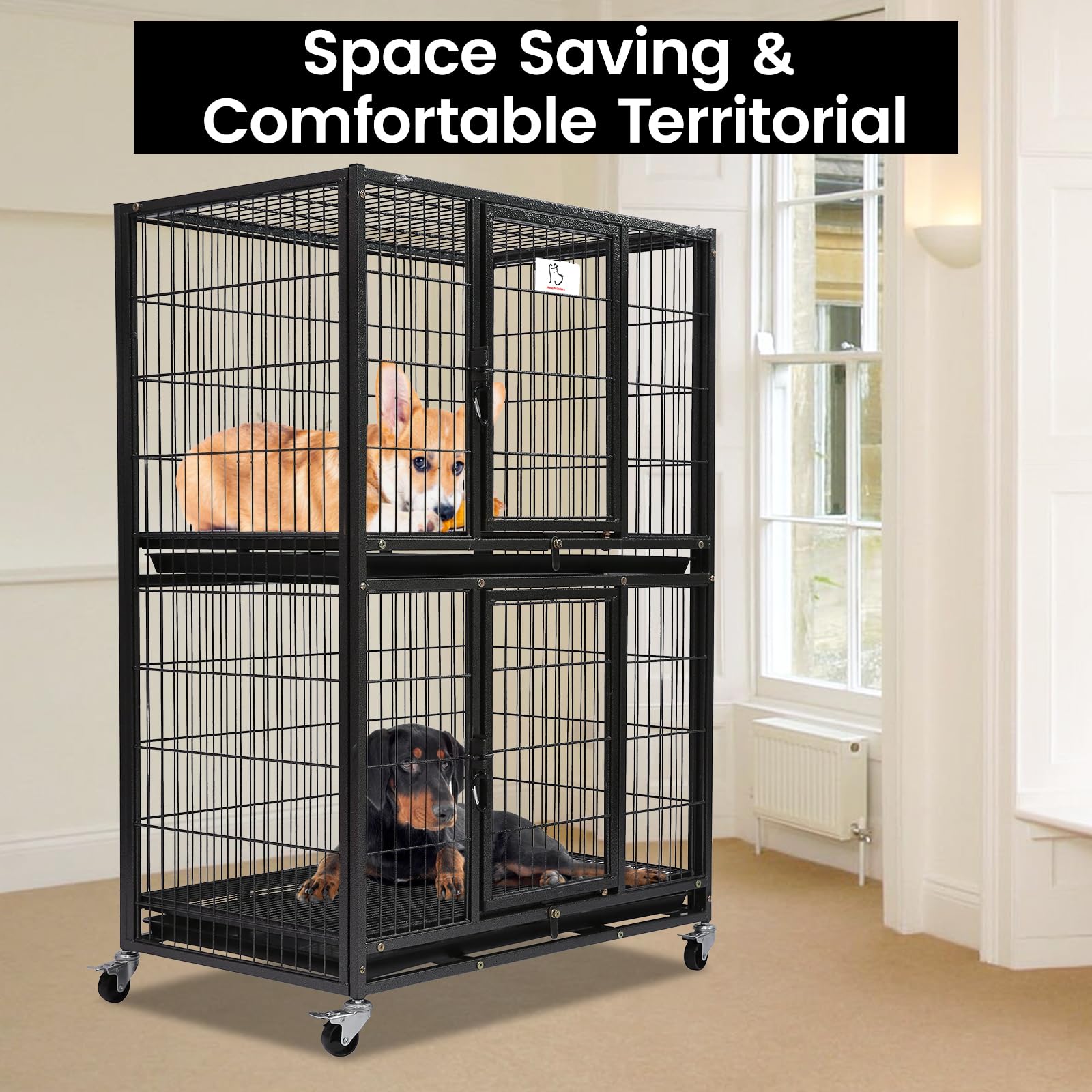 Homey Pet crate top-door view highlights training-friendly interaction with pets.