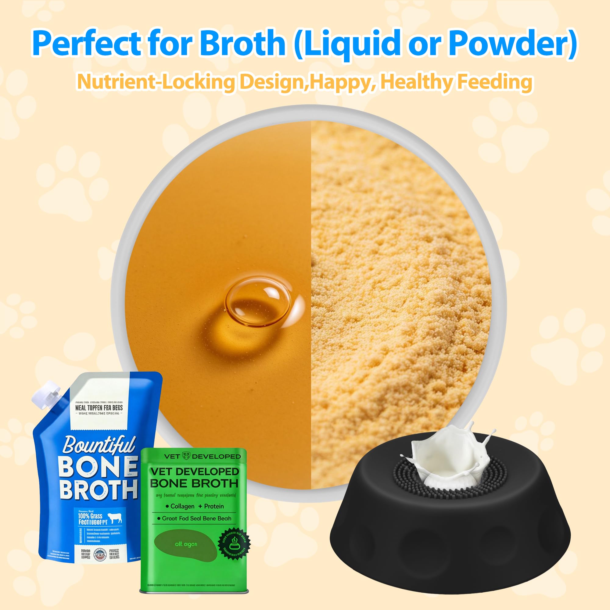 Homgaty bone broth bowl allows convenient liquid treats.