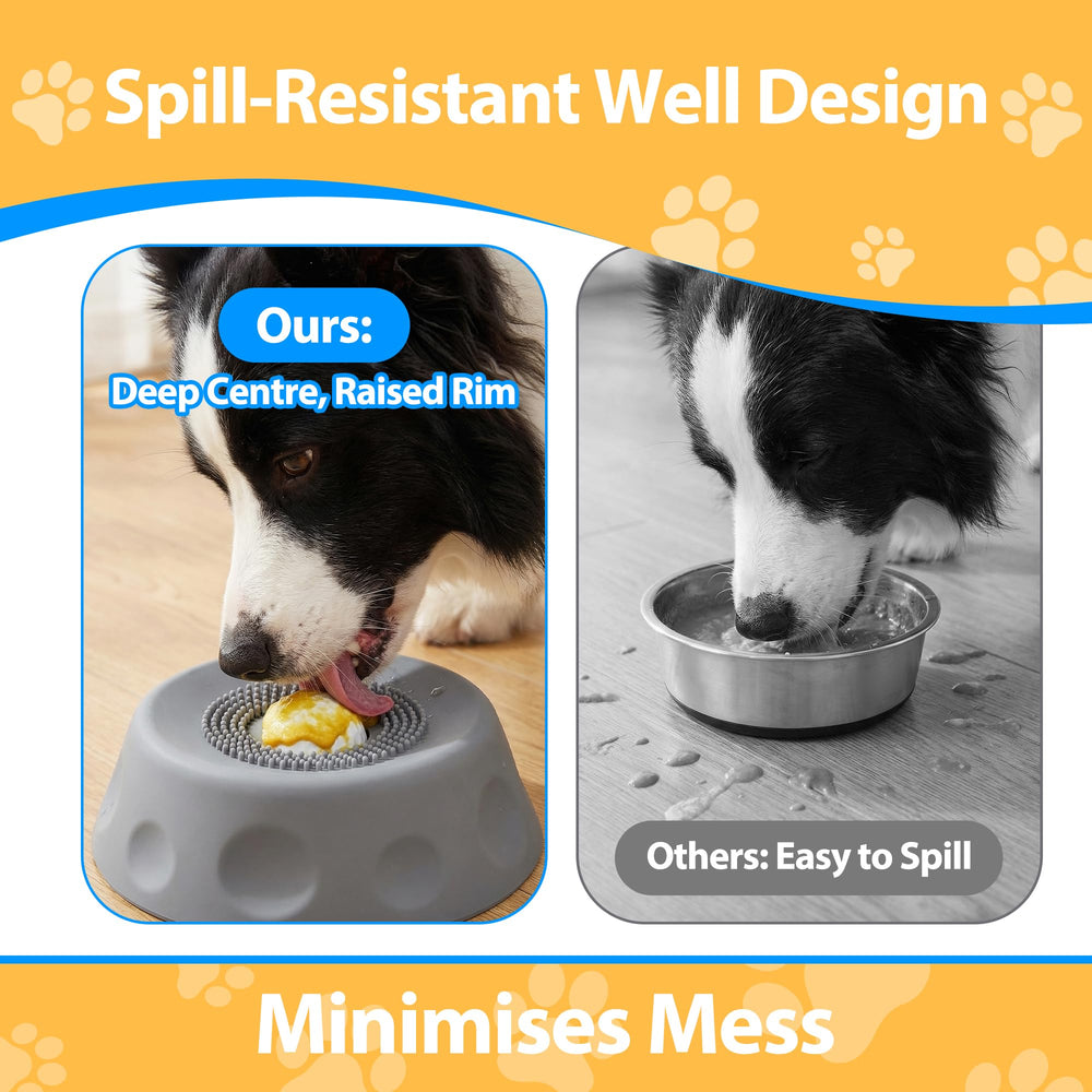 Homgaty dog lick ball bowl shows anti-slip base for mess-free meals.