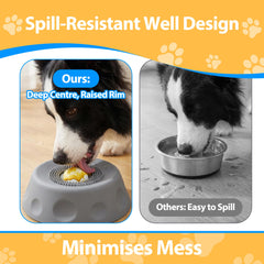 Homgaty dog lick ball bowl shows anti-slip base for mess-free meals.