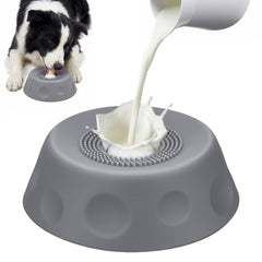 Homgaty slow feeder with ball in bone broth action helps control palatable treats.