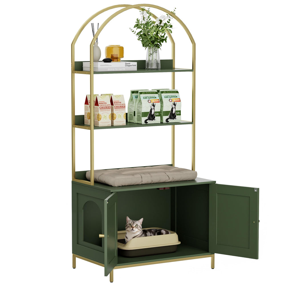 Homhedy 2-tier storage helps organize cat essentials.