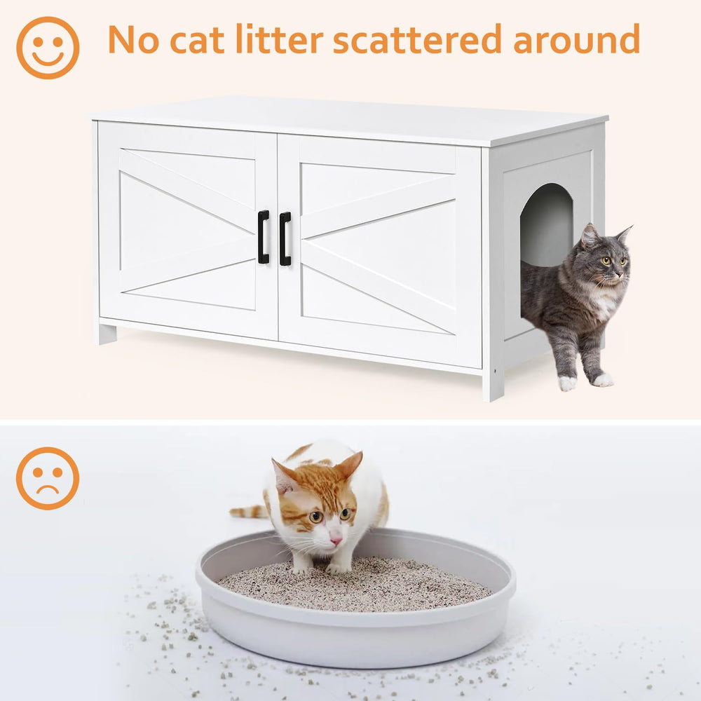 Homhedy 39-4-inch L cat litter box enclosure doors open for easy scooping