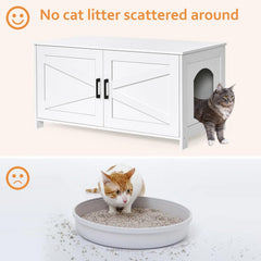 Homhedy 39-4-inch L cat litter box enclosure doors open for easy scooping