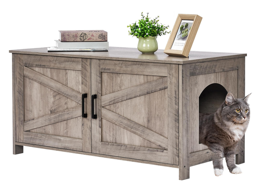 Homhedy 39.4-inch cat litter box enclosure front view shows discreet privacy.