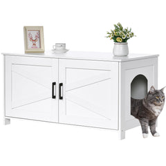Homhedy 39-4-inch L cat litter box enclosure front view hides mess and blends with decor