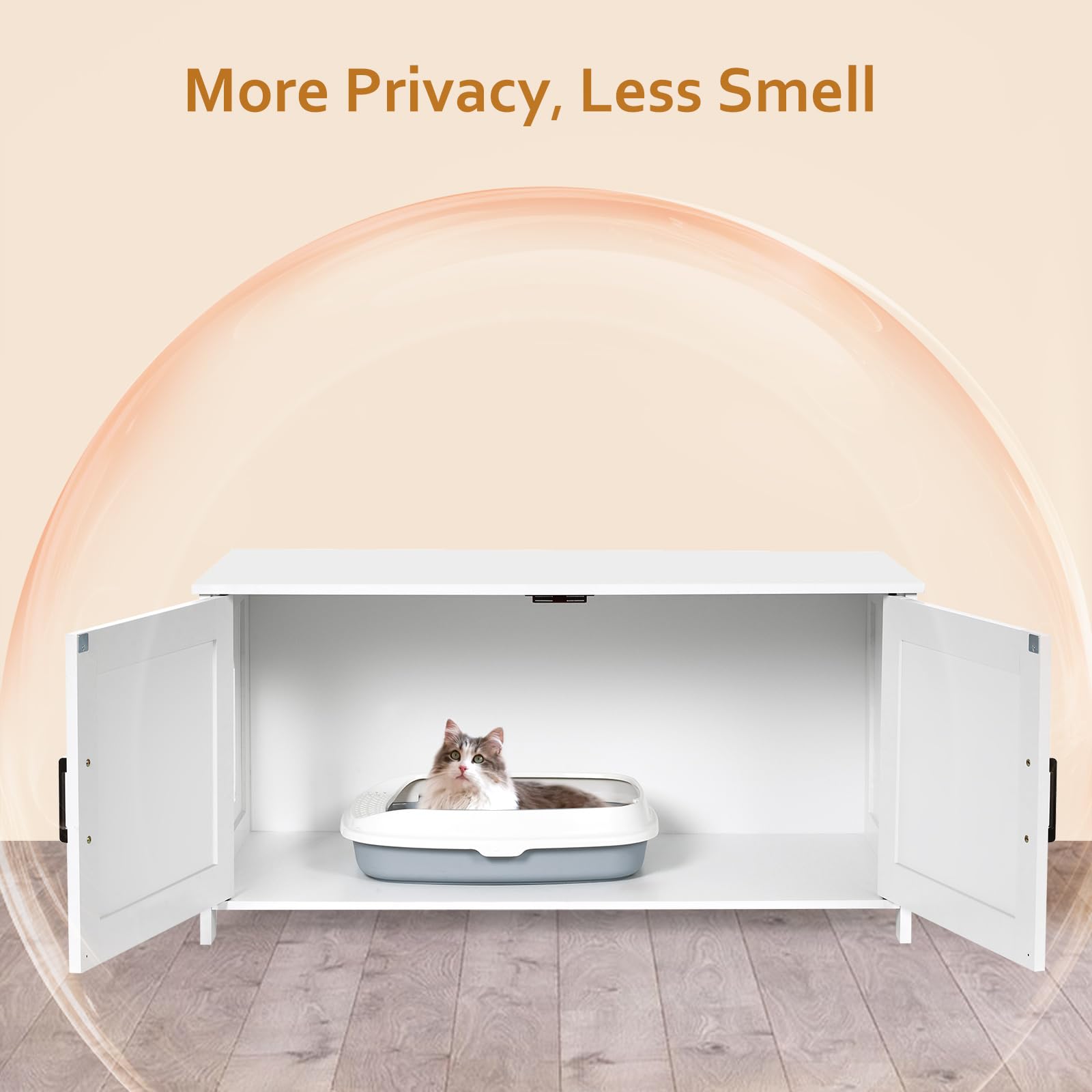 Homhedy 39-4-inch L cat litter box enclosure side view offers private space for cats