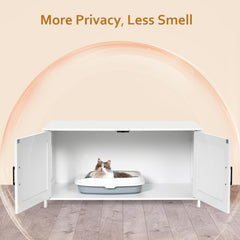 Homhedy 39-4-inch L cat litter box enclosure side view offers private space for cats